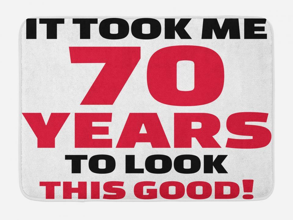 Soft Plush 70th Birthday Bath Mat Non-Slip 29.5x17.5 Inch Bathroom Decor