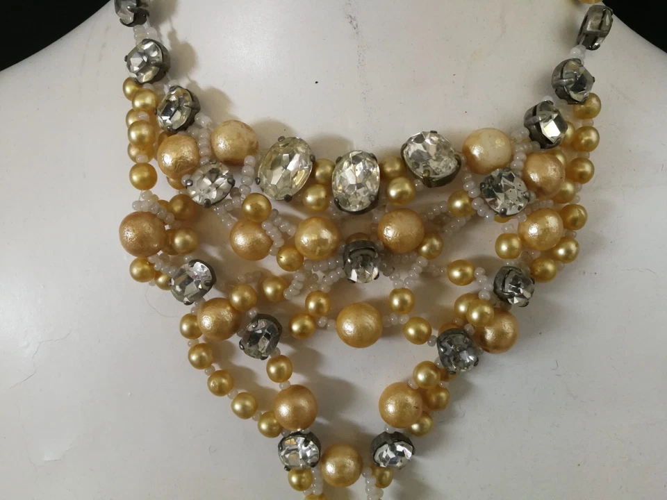 Gargantilla Collar Strass Cuentas Perla Collar En Capas Mujer Joyería Dije Foto 3 de 4