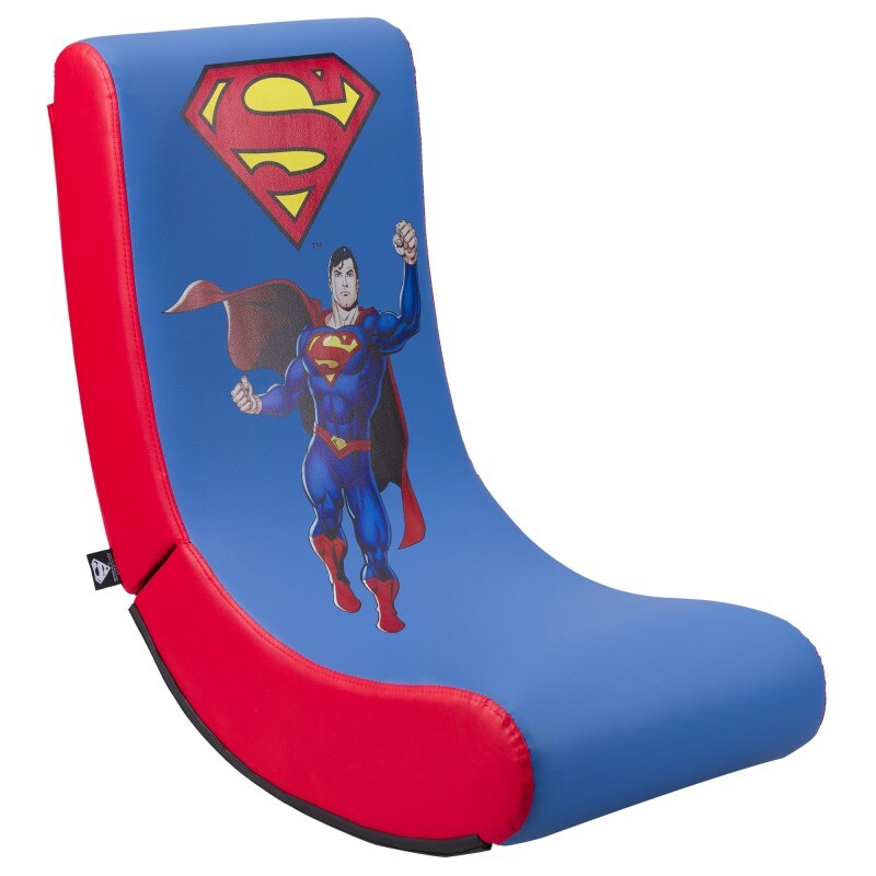 Fauteuil gamer à bascule Superman bleu, siège gaming de sol enfant taille S/M pour console de jeux
