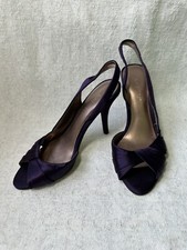 Nine West Womens Deep Plum Satin Slingback Heels NWJIOPA Sz 5.5 pre-owned