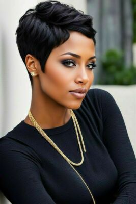 Black Short Pixie Cut Bob Wig Layered Cut Brazilian Human Hair Wigs for Women