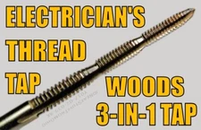 WOODS 3-IN-1 ELECTRICIANS THREAD TAP, REPLACEMENT, GREAT ITEM 6-32, 8-32, 10-24 