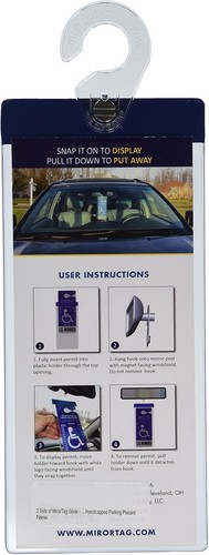 MirorTag Silver: Easy Handicap Parking Placard Holder with Strong Magnet & Hook - Picture 4 of 12