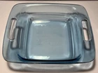 Pyrex Square 2 Qt 1.9L Baking Pan Handles 8 x 8 Blue Excellent Condition C222.