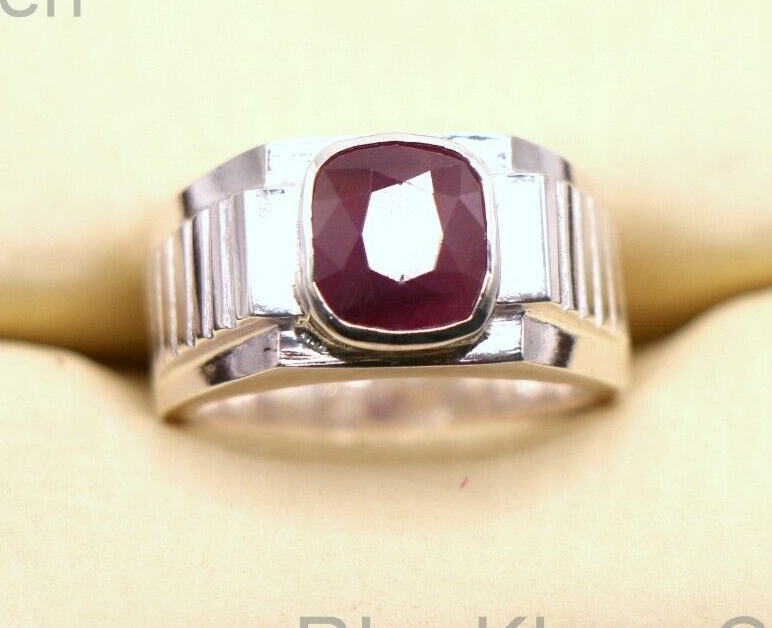 Stylish Ruby Men Ring Cushion Cut Stone Handmade Rings Natural Gemstone  Size