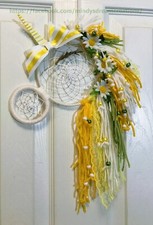  Super adorable White, yellow "Daisy Power" Unicorn Dreamcatcher Wall Hanging  