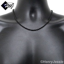 20"MEN's Stainless Steel 3mm Black Plated Smooth Rope Chain Necklace