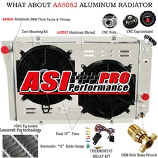 3 Row Radiator+Shroud Fan For 82-02 CHEVY S10 BLAZER V8 1984-1990 Corvette