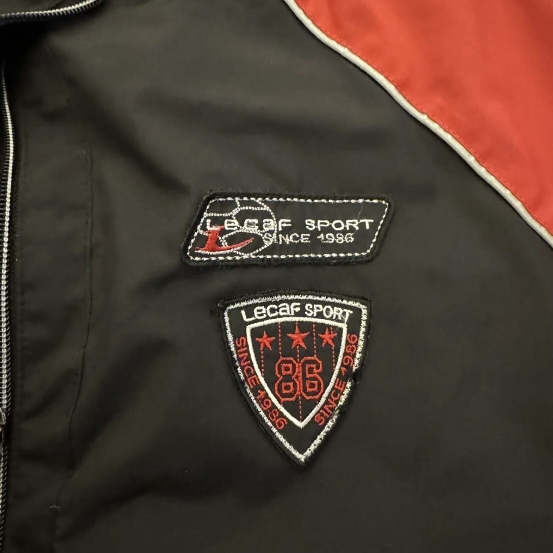 Rare LECAF Sport 1986 Mens Black  Red Jacket Embroidered Racing Size 100