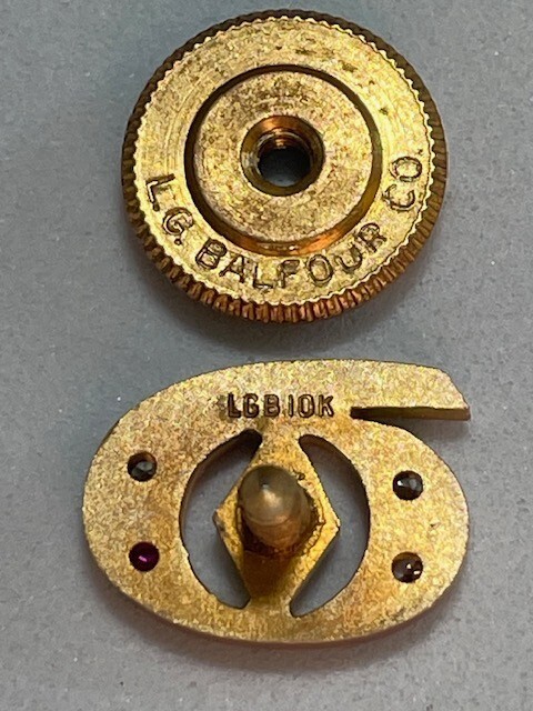 Diamond Alkali 35 Year Service Pin / Vintage 10K Gold / 3 Diamonds and 1 Ruby