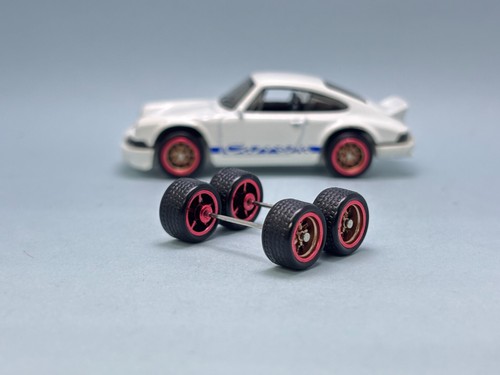 R438 Hot Wheels 1/64 Real Rider# BBS Gold Red Line 10mm Medium Rubber Wheels - Picture 2 of 5