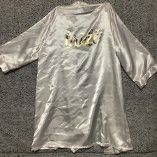 Bride Gold Lettering White Satin Robe Womens S/M  NO TIE 