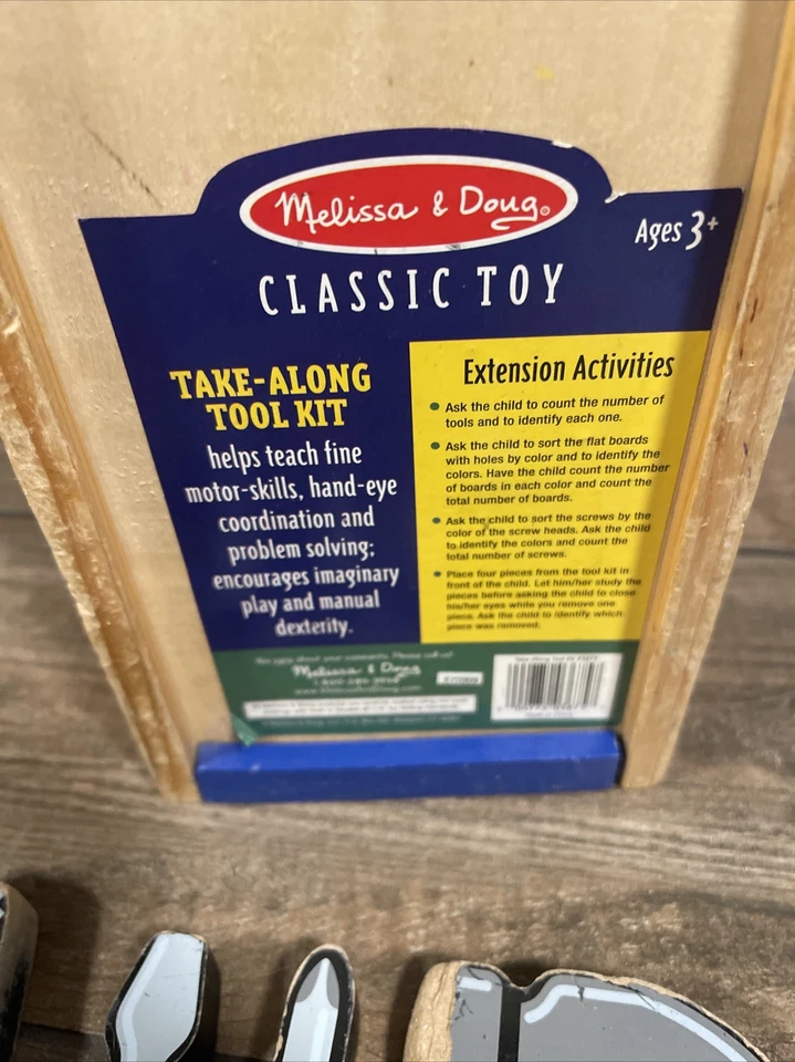 MELISSA  DOUG WOODEN TOOLBOX, REPLACEMENT Tools And Plastic Erector Type Set - Image 3 of 4