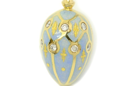 Authentic Faberge 18K Gold Egg Charm Clip Pendant Limited Ed. Diamond Jewelry - Picture 4 of 16