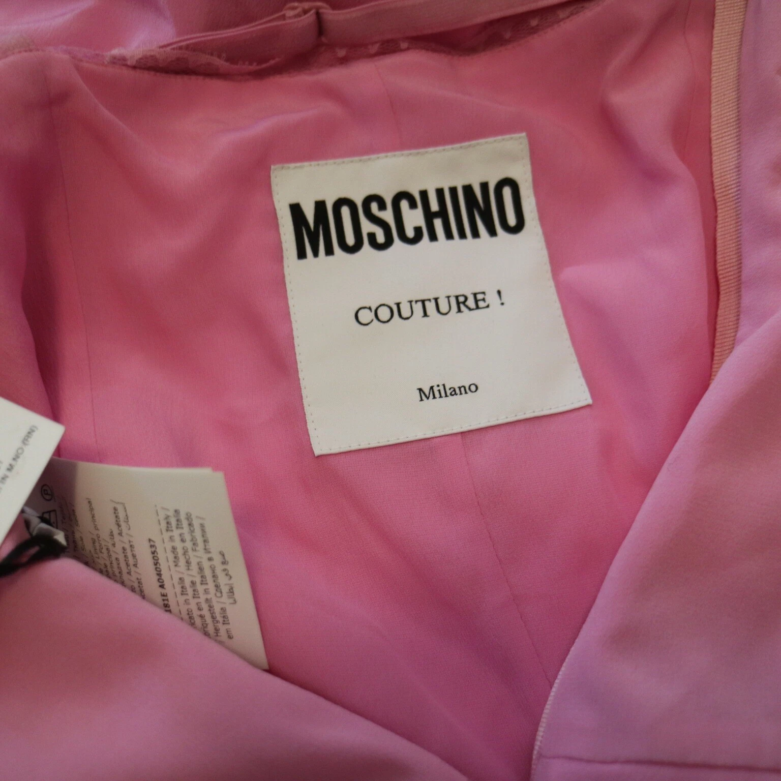 Abito Moschino Couture rosa slip lunghezza ginocchio nuovo con etichetta taglia:2