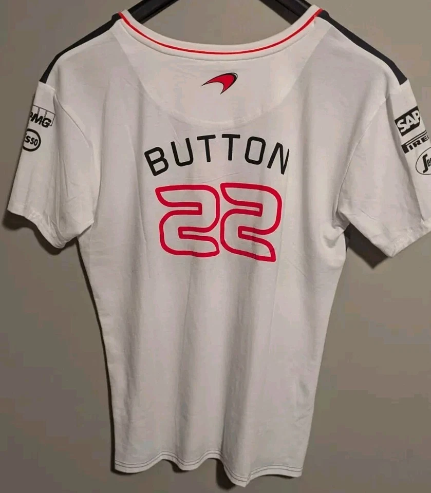 McLaren Honda Jenson Button White Womens T-shirt Racing F1 Sz Lg Formula-1 READ! - Image 2 of 4