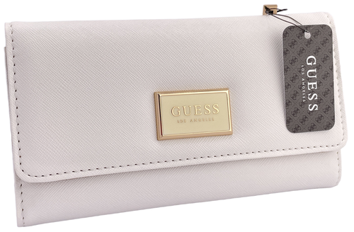 GUESS ABREE FOLD WALLET White PU Leather Logo Clutch Purse BNWT New AUTHENTIC - Picture 3 of 16