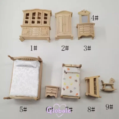 Maßstab 1:24 Miniatur Puppenhaus Kinderzimmer Möbel Set Schrank Bett - Bild 1 von 4