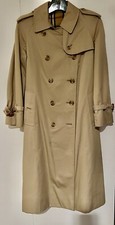 Burberry Women's Vintage Honey Beige Haymarket Check Trench Coat Size 8 P