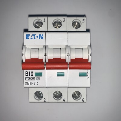 Eaton 10 AMP TYP B 10kA DREIFACHPOL TP 3P MCB 10A B10 EMBH310 MWST. REGD