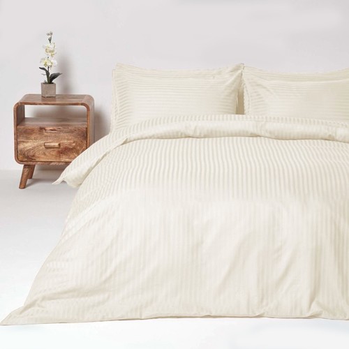 4PCS COMPLETE BEDDING SET SATIN STRIPE DUVET COVER FITTED SHEET WITH PILLOWCASE - Picture 5 of 6