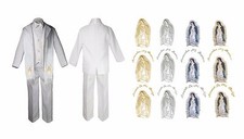 Infant Baby Boy Christening Baptism Formal White Suit Stole Guadalupe Maria Sm-7