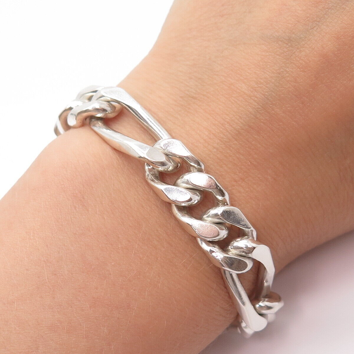 925 Sterling Silver Vintage Mexico Heavy Figaro Link 925 Sterling Silver Vintage Mexico Heavy Figaro Link
