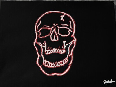 Neon Red Skull Leinwand Glow Effect