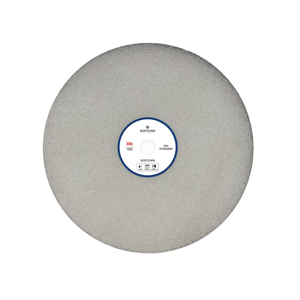 8 Inch Diamond Grinding Wheel Disc - 1/2" Arbor Hole, 300 Grit, For Granite Marble Gemstone Lapidary & Sharpening (1 Pack)