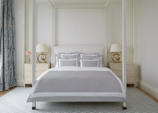 Luxury 3Pc Organic Cotton Duvet Cover Set Queen - 850 Thread Count, White/Silver