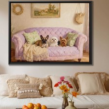 Oil Paintings of French Bulldog Maltese & Yorkshire Terrier Wall Art Decor