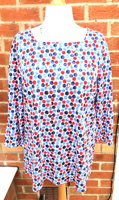 BNWT BONMARCHE Size 18 Blue Red White Jumper Top Knit Autumn Wear Excellent S3