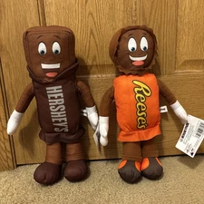 Hershey Park Reese's Peanut Butter Cup & Hershey’s Bar Character Plush 14” NWT