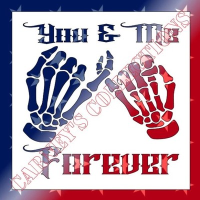 Clear Plastic Stencil - You & Me Forever Skeleton Hands (RA217) (4'', 6'' or 8'')