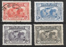 AUSTRALIA 1931 SG121-23 + 139, KINGSFORD SMITH FLIGHTS & AIR STAMP. FINE USED.