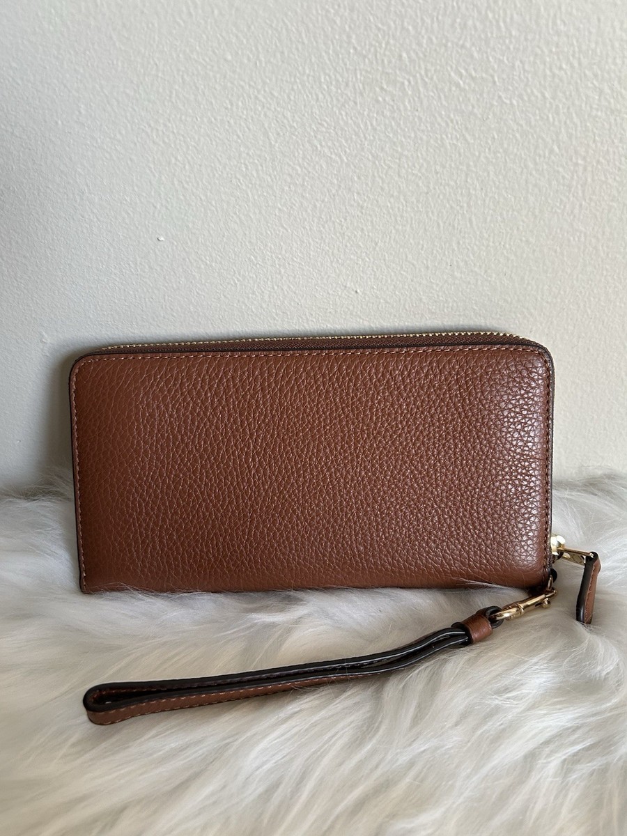 Coach 76517 Accordion Zip Wallet Pebble Leather Dusty Lavender for