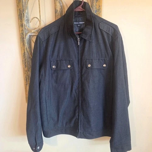 Michael Brandon Mens Full-Zip Utility Jacket L Charcoal Gray Workwear - product listing photo