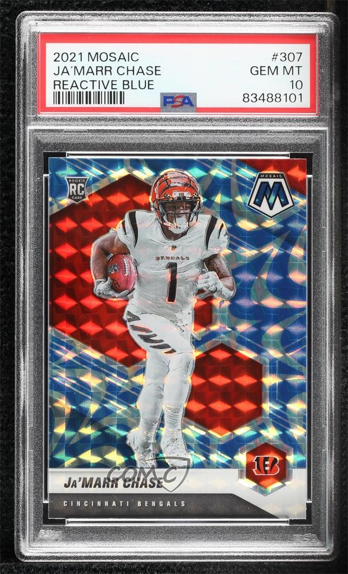 2021 Mosaic Rookies Reactive Blue Prizm Ja'Marr Chase #307 PSA 10 Rookie RC 12q2