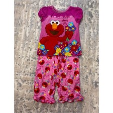 2010 Sesame Street Elmo Satin Pajamas Pink and Red 2piece Set 4T