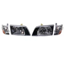 For 98-17 Volvo VNL/VNM Diamond Design Headlight Headlamp w/Black Bezel SET PAIR