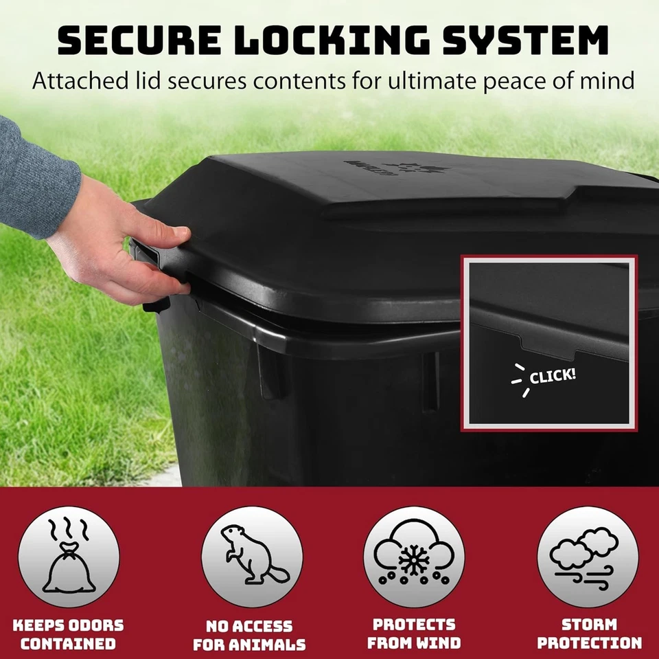 Bote de basura con ruedas de 32 galones con tapa paquete de 2 contenedores exteriores de alta resistencia Foto 4 de 4