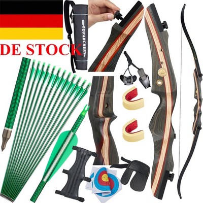 20-50lb 62''Takedown Recurvebogen Holzbogen RH für Bogenschießen Jagd ZielScheibe