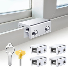 4 Pack Sliding Window Locks w Keys No Drill Adjustable Aluminum Stop