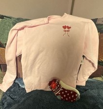 Pink Double Heart Balloon crewneck with fuzzy socks