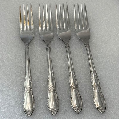 Vtg Wm A Rogers Oneida Fenway Daydream 4 Dinner Forks USA Discontinued Floral