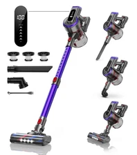 Cordless Vacuum Cleaner, 550W 45Kpa Vacuum Cleaners for Home with 5 Suction M...