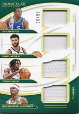 2023 GILGEOUS ALEXANDER/FOX/MURRAY/MAXEY IMMACULATE QUAD JERSEYS /99 GAME USED