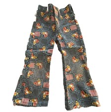 Vtg Sesame Street Bert  Ernie All Over Print Sz 4 Denim Poly Wide Leg Pants Uni
