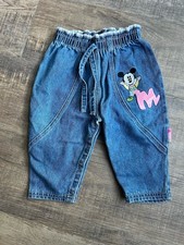 Vintage Disney Mickey Co Baby Denim Pants Balloon Style Fit Size 12 Months