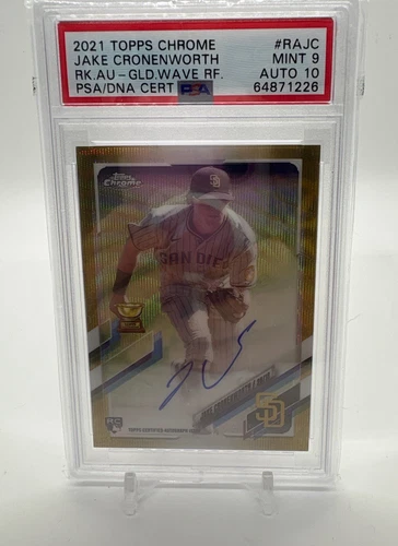 Jake Cronenworth Topps Chrome /50 Gold Wave  Auto PSA 10